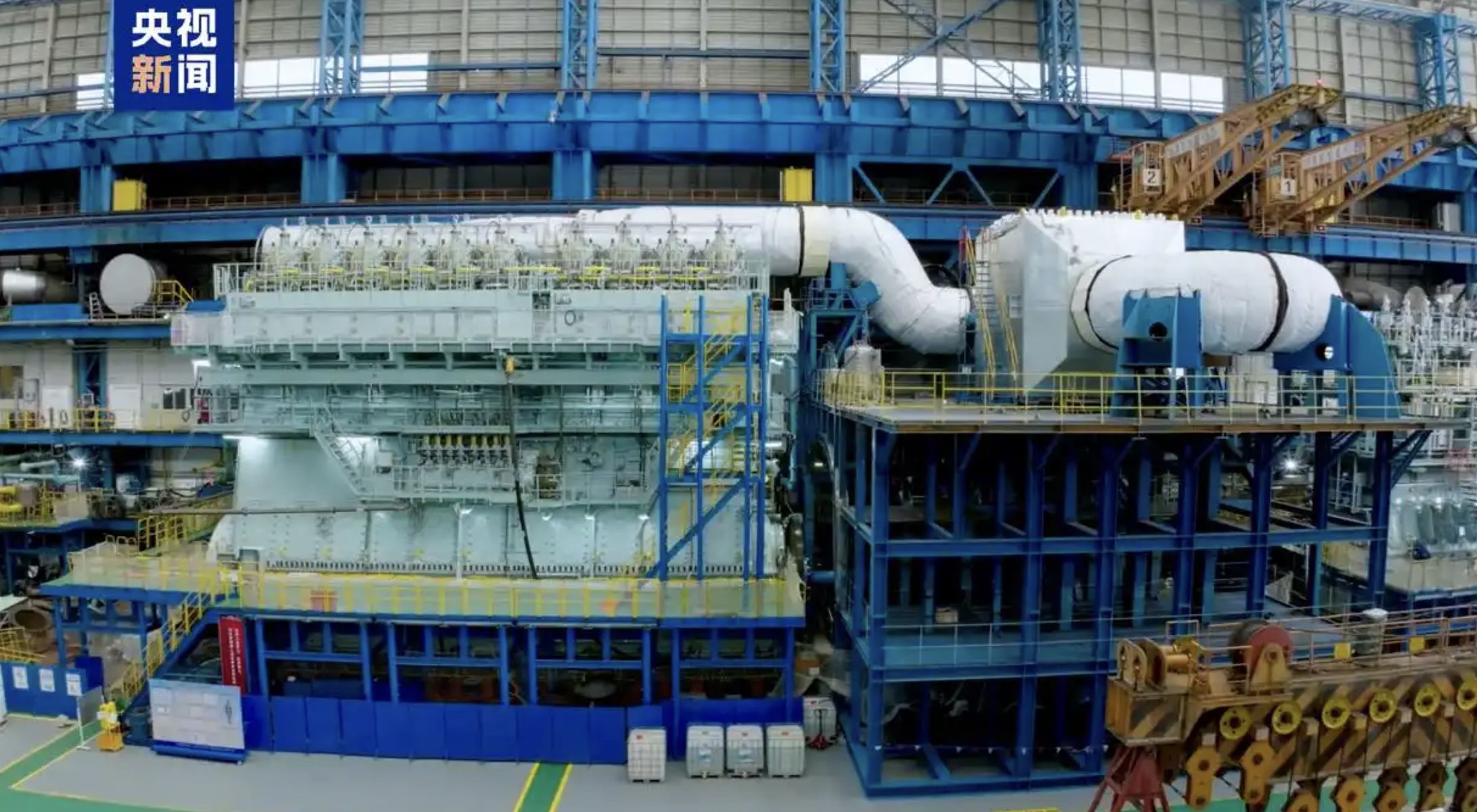 ▲大陸自主研製全球最大功率甲醇雙燃料船用發動機。（圖／翻攝央視）