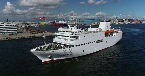 ▲「御風」實習船海試英姿。（圖／台船提供）