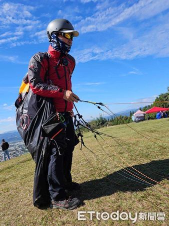 ▲日本飛行傘玩家熊谷勝秀三度來台，於空中鳥瞰台灣埔里美景。（圖／田志興提供）