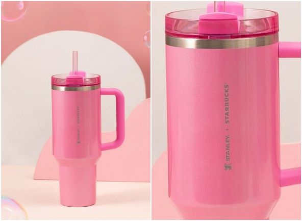 ▲星巴克ＸSTANLEY聯名商品「魅力粉40OZ 不鏽鋼把手 TOGO 冷水杯」。（圖／品牌提供）
