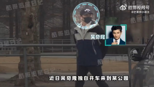 ▲吳奇隆被拍到與兒子在公園玩耍的畫面。（圖／翻攝自微博）