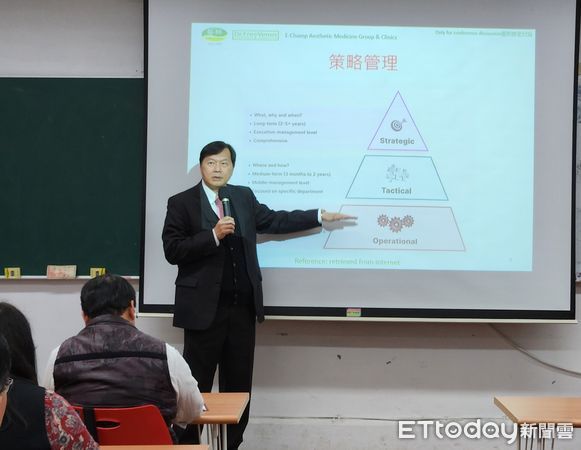▲成大研究發展基金會企管顧問班，邀請藝群醫學美容集團董事長王正坤醫師授課「企業策略管理」，於26日晚上在成功大學大成館開課。（圖／記者林東良翻攝，下同）