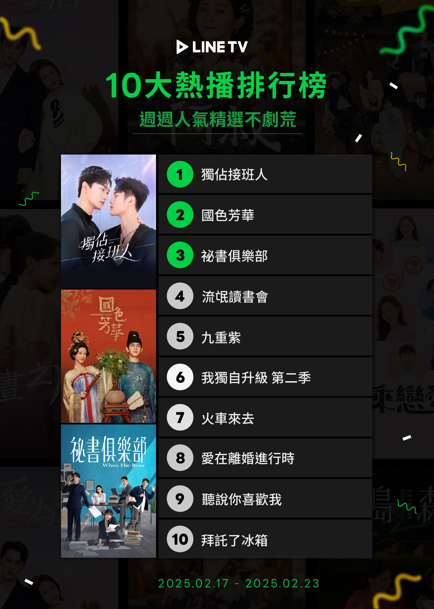 ▲▼LINE TV收視週榜（2/17-2/23）。（圖／LINE TV提供）