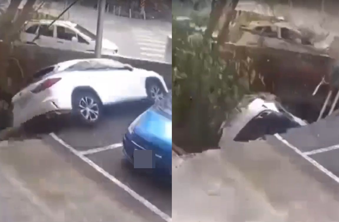 ▲新竹竹東出現離譜天坑。（圖／翻攝自記者爆料網）