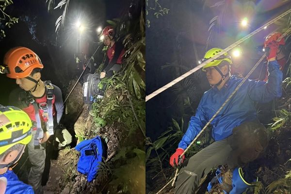 ▲▼女子登山不慎滑落邊坡，尋找回程出口二度墜落。（圖／翻攝臉書／新竹縣政府消防局）