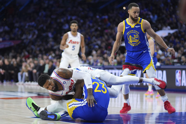 ▲▼七六人喬治；勇士小將穆迪。（圖／達志影像／美聯社）