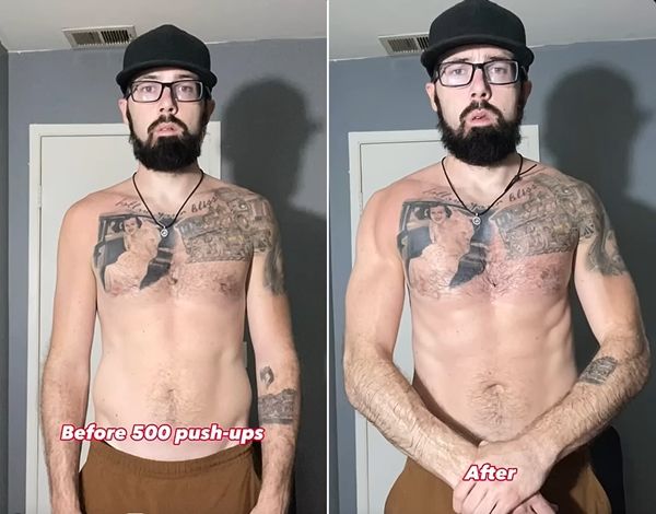 ▲▼1小時做完500下伏地挺身！　他曝「前後對比」超驚人。（圖／翻攝YouTube）