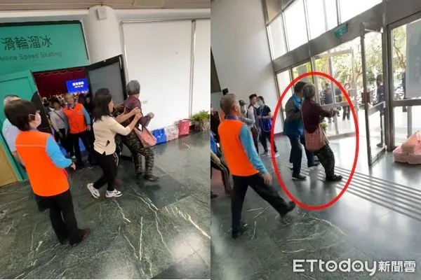 ▲▼ 人稱「葉霸」的退休女師葉春蓮起身嗆傅崐萁「通匪」，遭強制帶離現場。（圖／民眾提供）