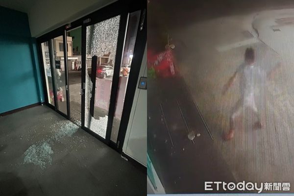 ▲▼民眾黨馬公市黨部遭人砸破玻璃大門，警方迅速鎖定涉嫌人偵辦             。（圖／記者陳洋翻攝）