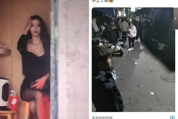 中國花魁太美一日戰40男，擠爆巷口吸警察上門！影片曝光引網質疑是AI。（翻自Reddit）