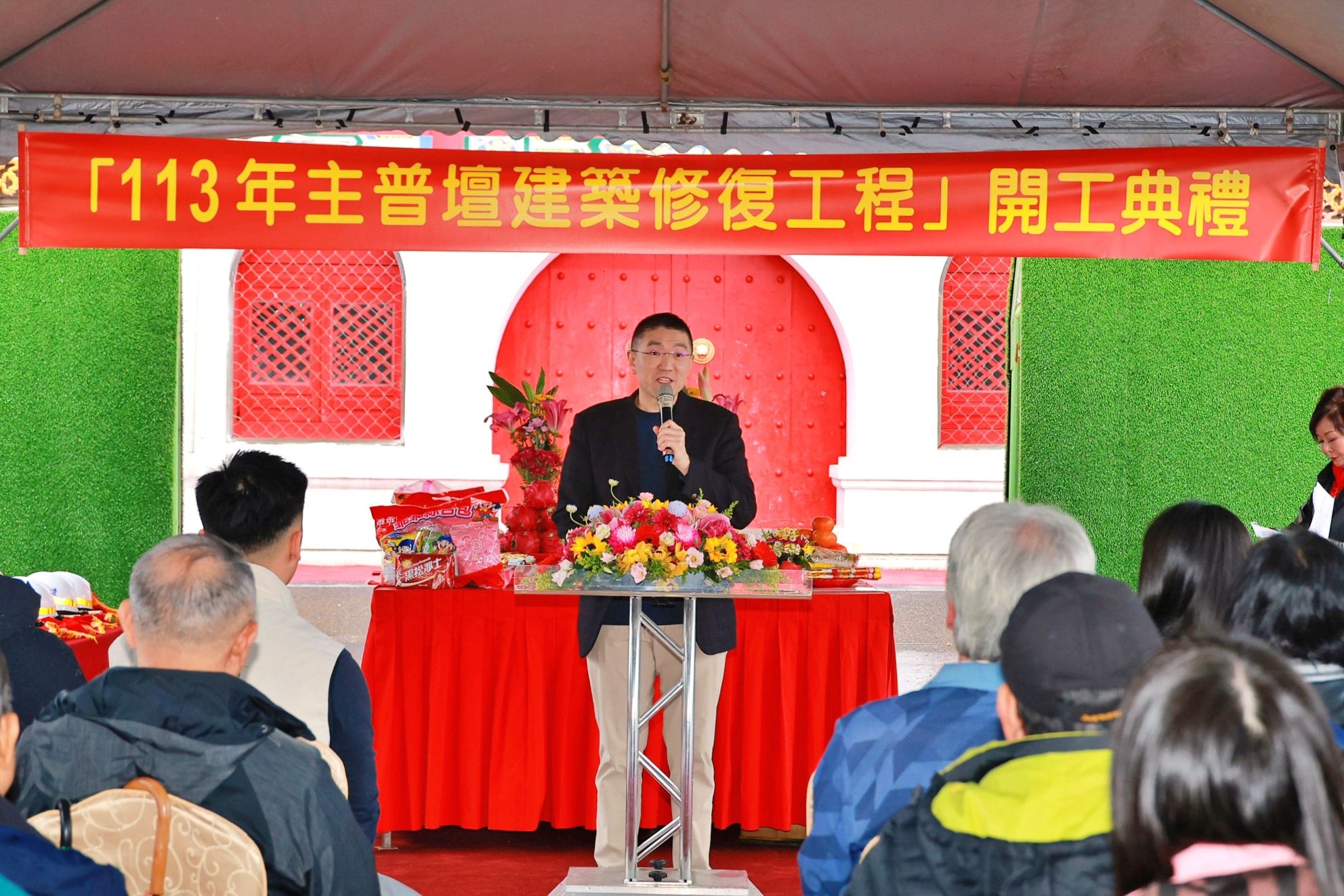 ▲基隆主普壇大規模整修。（圖／記者郭世賢翻攝）