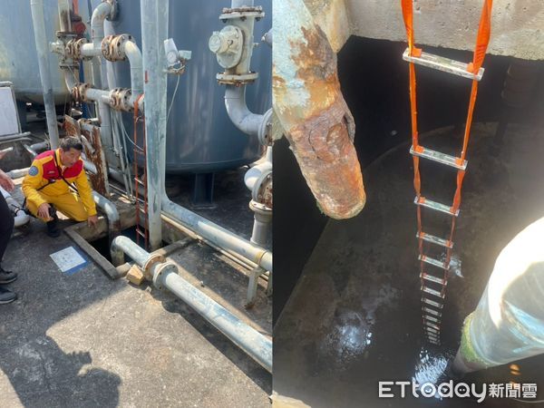 ▲高雄男摔進汙水池 。（圖／記者許宥孺翻攝）