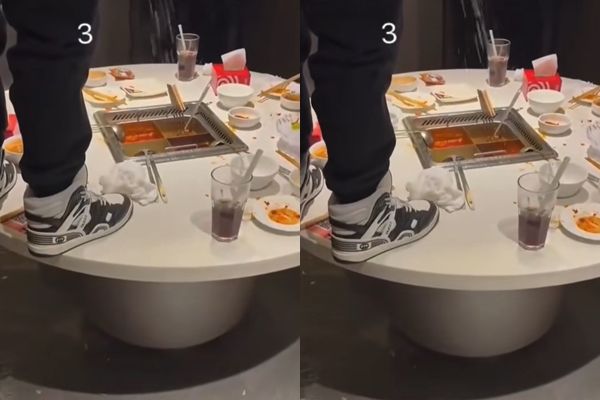 ▲▼上海2名17歲少年到海底撈用餐，卻突然站上桌子，朝著鍋子尿尿。（圖／翻攝微博）