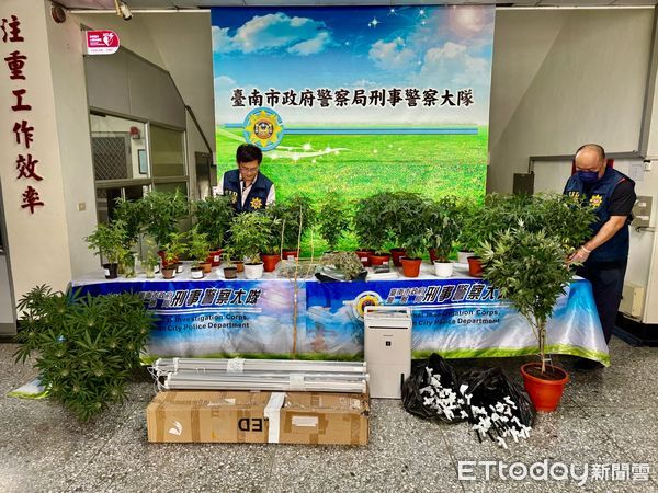▲台南市刑警大隊會同嘉義縣警局破獲豪宅大麻種植場，起獲市價近億大麻相關毒品，查獲劉、張2人犯嫌。（圖／記者林東良翻攝，下同）