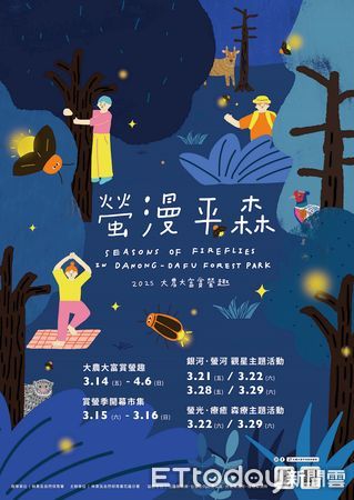 ▲▼大農大富平地森林園區夜晚星光與螢火交織美景。（圖／花蓮分署提供，下同）