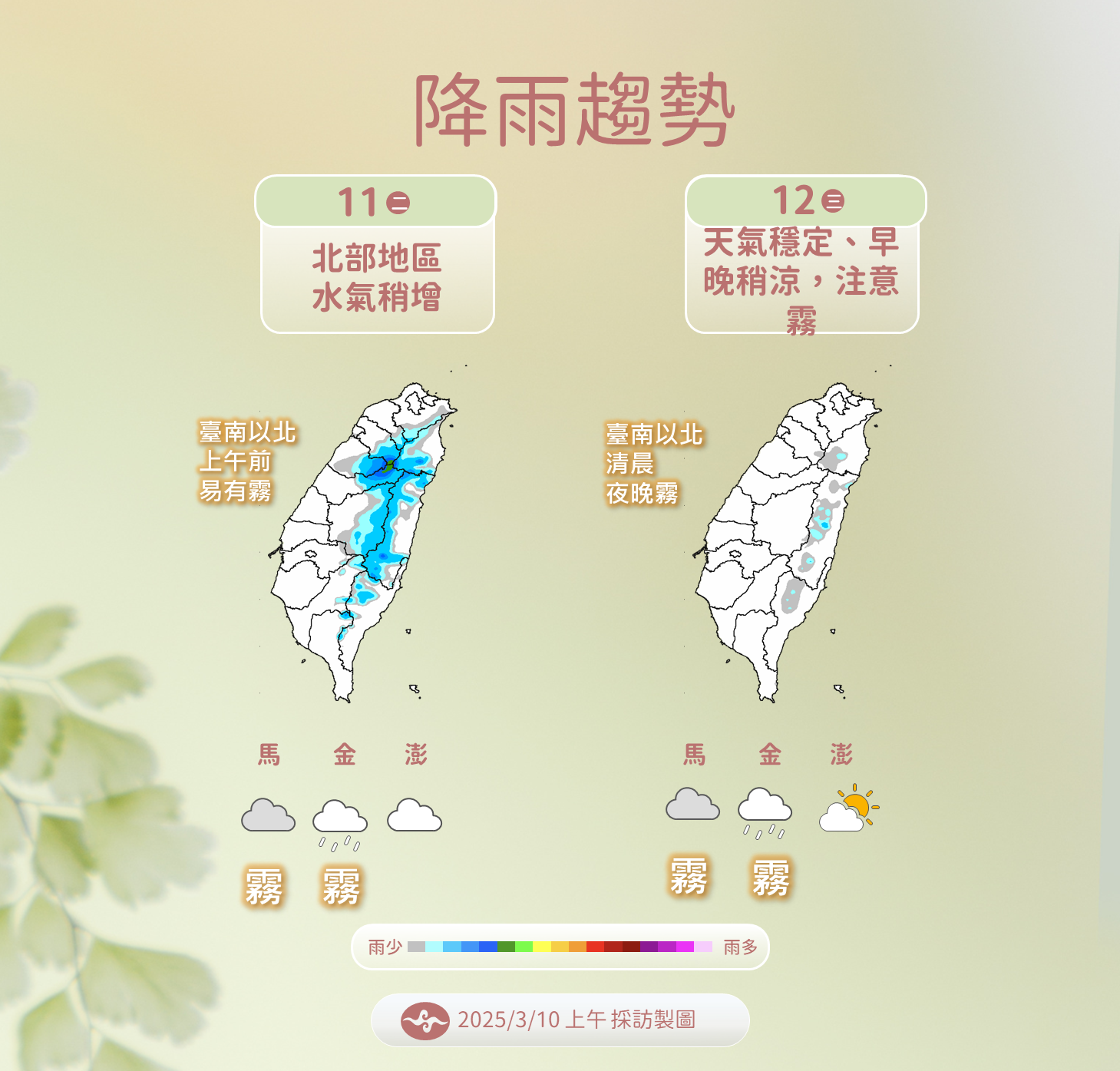 ▲▼0310天氣圖卡。（圖／氣象署提供）