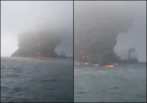 ▲▼英國北海發生油輪和貨船相撞事故 已知32名傷者獲救。（圖／翻攝自臉書）