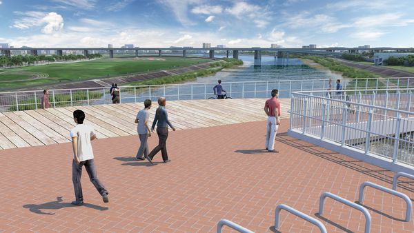 ▲跨越基隆河、銜接內湖與松山地區的「民權大橋」，將在旁增設約180公尺長的流線型「人行景觀橋」，預計2026.2完工。（圖／臺北市政府工務局新建工程處提供）