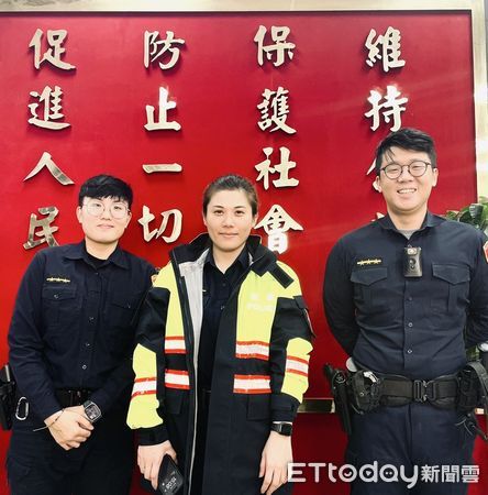 ▲北市吳興街派出所警員蘇晨瑒、警員王眞鈺、警員謝宛蕙協力力阻癡情女匯款。（圖／記者張君豪翻攝）