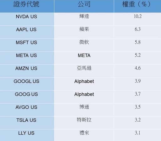 資料來源：記者整理，以權重占比由高至低排名。