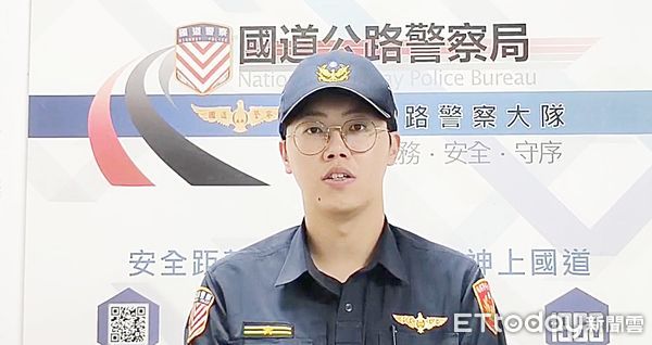 ▲針對網友上傳影片指稱林姓男子穿著警察制服在五楊高架南下匝道攔停內側轎車，國道一隊警方說明處理過程。（圖／記者沈繼昌翻攝）