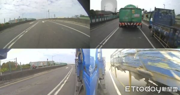 ▲▼ 大貨車煞車失靈「下橋一路衝」，騎士險被撞飛！驚險逃命畫面曝。（圖／翻攝自Threads／viclovelele授權提供）