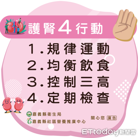 ▲▼   衛生局響應世界腎臟病日，推「護腎456 」運動掌握健康  。（圖／嘉義縣政府提供）