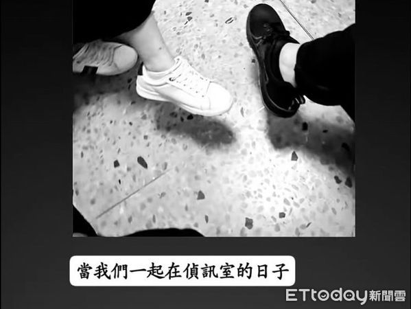 ▲涉嫌教唆的當事人被帶到警局還囂張的打卡拍照           。（圖／被害人提供）