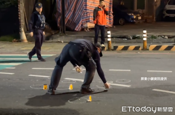 ▲屏東市瑞光南路17日凌晨槍擊案，現場找到25發子彈             。（圖／屏東小鎮資訊提供）