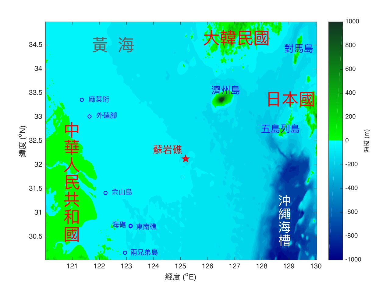 ▲▼於離島（中方稱蘇岩礁）位於東海北側、黃海南側。（圖／翻攝自維基百科）