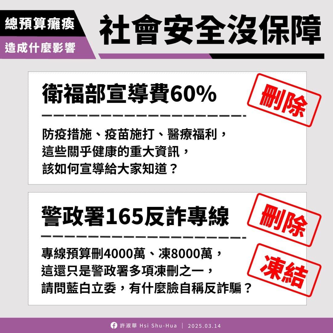 ▲▼台北市議員許淑華整理預算刪減、凍結後的影響。（圖／許淑華議員研究室提供）