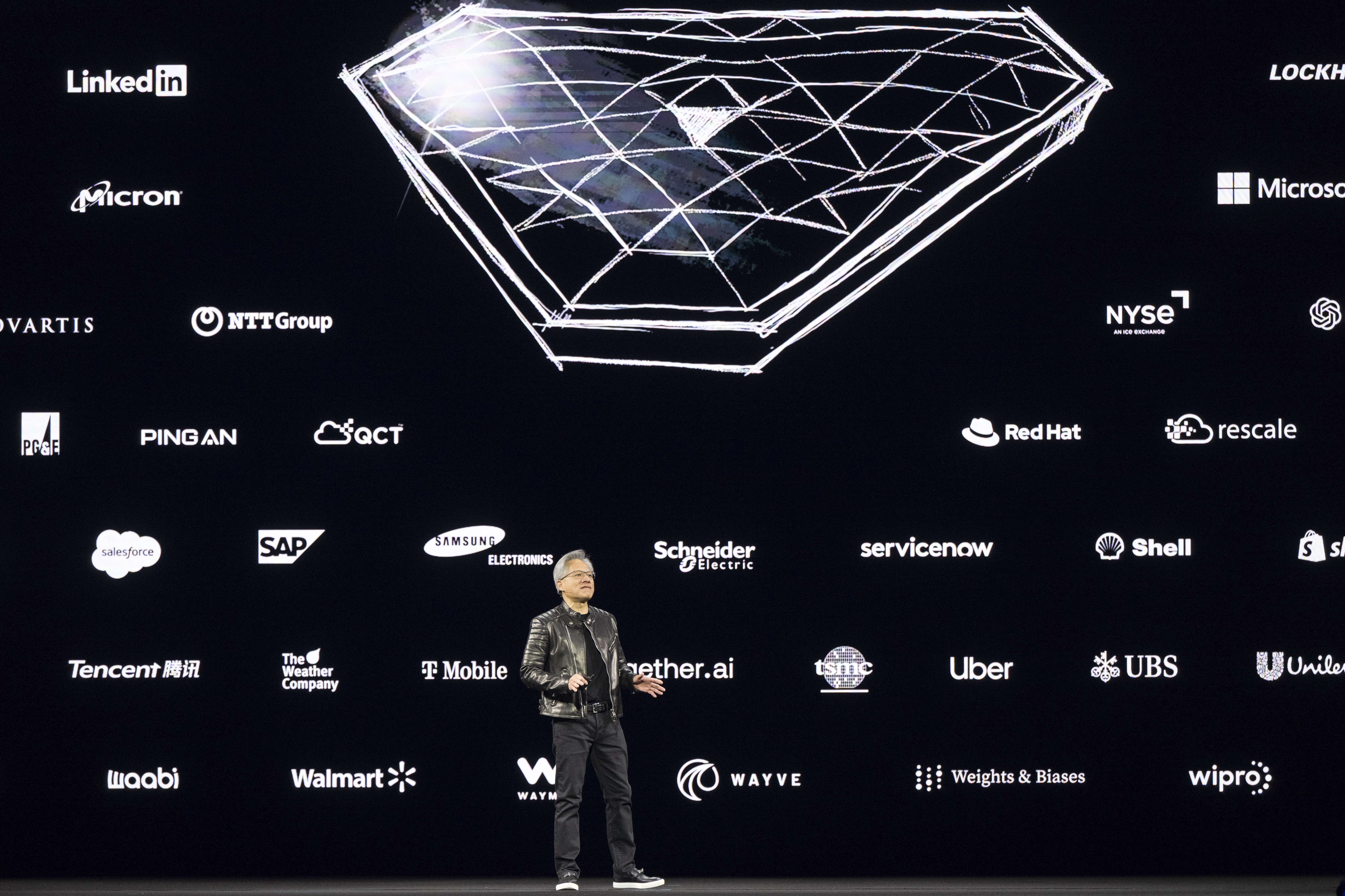 ▲黃仁勳在輝達最新的GTC大會上進行發表 。（圖／達志影像／美聯社）