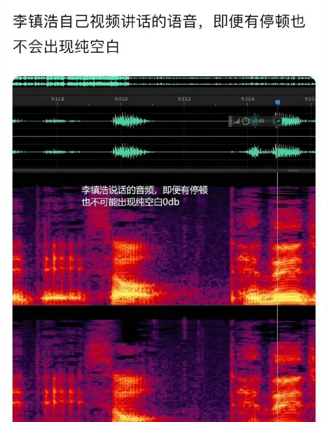 ▲▼有大陸網友對李鎮浩的YT影片進行音頻波形分析，發現金賽綸錄音檔的部分有頻繁剪輯的痕跡，李鎮浩說話的部分則沒有。（圖／翻攝微博）