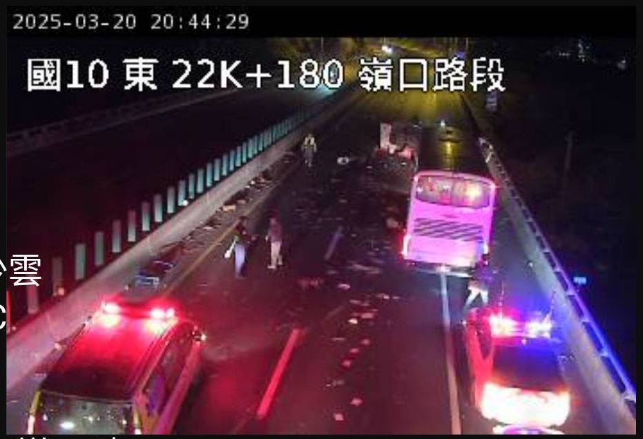 ▲▼快訊／高雄國道車禍「小貨車翻覆」　傷亡不明全線封閉。（圖／高公局）