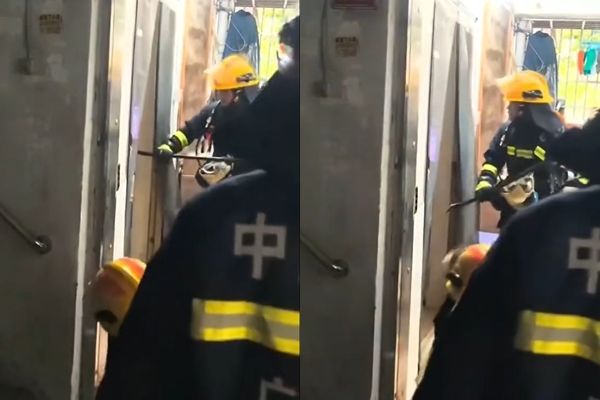 ▲▼女住戶大喊「救命啊」鄰居緊急報案，沒想到警消破門後，畫面十分尷尬。（圖／翻攝抖音）
