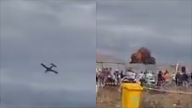 ▲▼  以為特技！飛機旋轉「俯衝墜地」炸成火球　航空展災難畫面曝光          。（圖／翻攝X）
