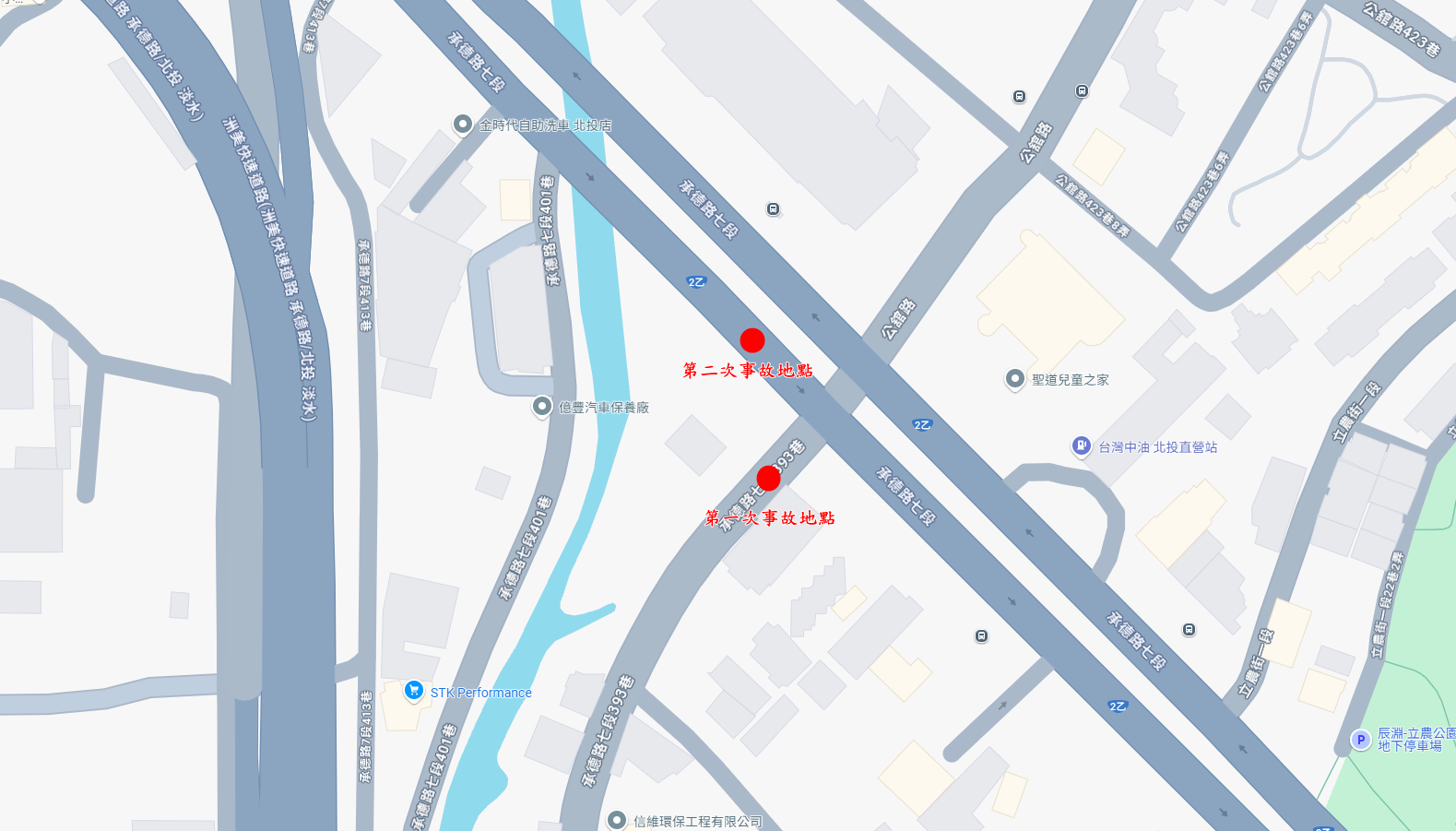 ▲▼北市承德路七段接連傳出兩起死亡車禍。（圖／翻攝Google Maps）