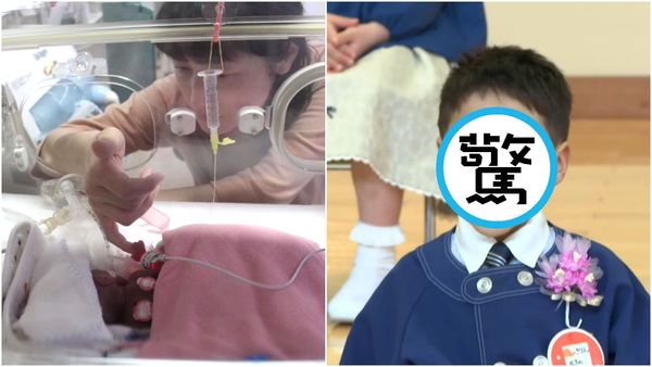 世界最輕男寶寶幼稚園畢業，未來想當警察。（翻攝長野放送YT）