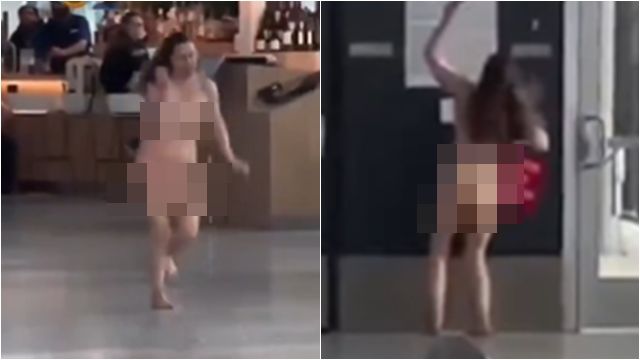▲▼裸女大鬧德州機場！航廈內「扒光嗨舞」　奪筆連環刺傷2人。（圖／翻攝X）