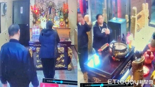 ▲「偷完還拜」超諷刺！基隆慶濟宮竊賊行竊後合十。（圖／記者郭世賢翻攝）