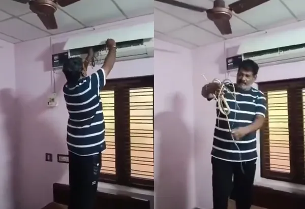 一段時間沒開「冷氣裡竄出多條活蛇」　專家拆開內部驚人畫面曝。（圖／翻攝自X）