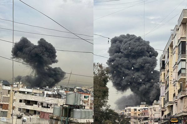 ▲▼以色列指控黎巴嫩發射火箭彈攻擊，在28日空襲貝魯特。（圖／翻攝自X）