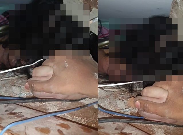 ▲緬甸地震悲劇，男子向被困廢墟中的母親告別。（圖／翻攝自臉書）