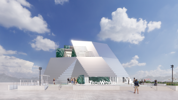 ▲大阪世博會我國以TECH WORLD館名義參展的台灣館，如期如質完工。（圖／貿協提供）