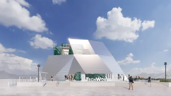 ▲大阪世博會我國以TECH WORLD館名義參展的台灣館，如期如質完工。（圖／貿協提供）