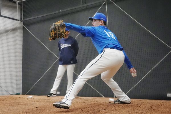 ▲▼張奕30日賽前練投。（圖／富邦悍將提供）