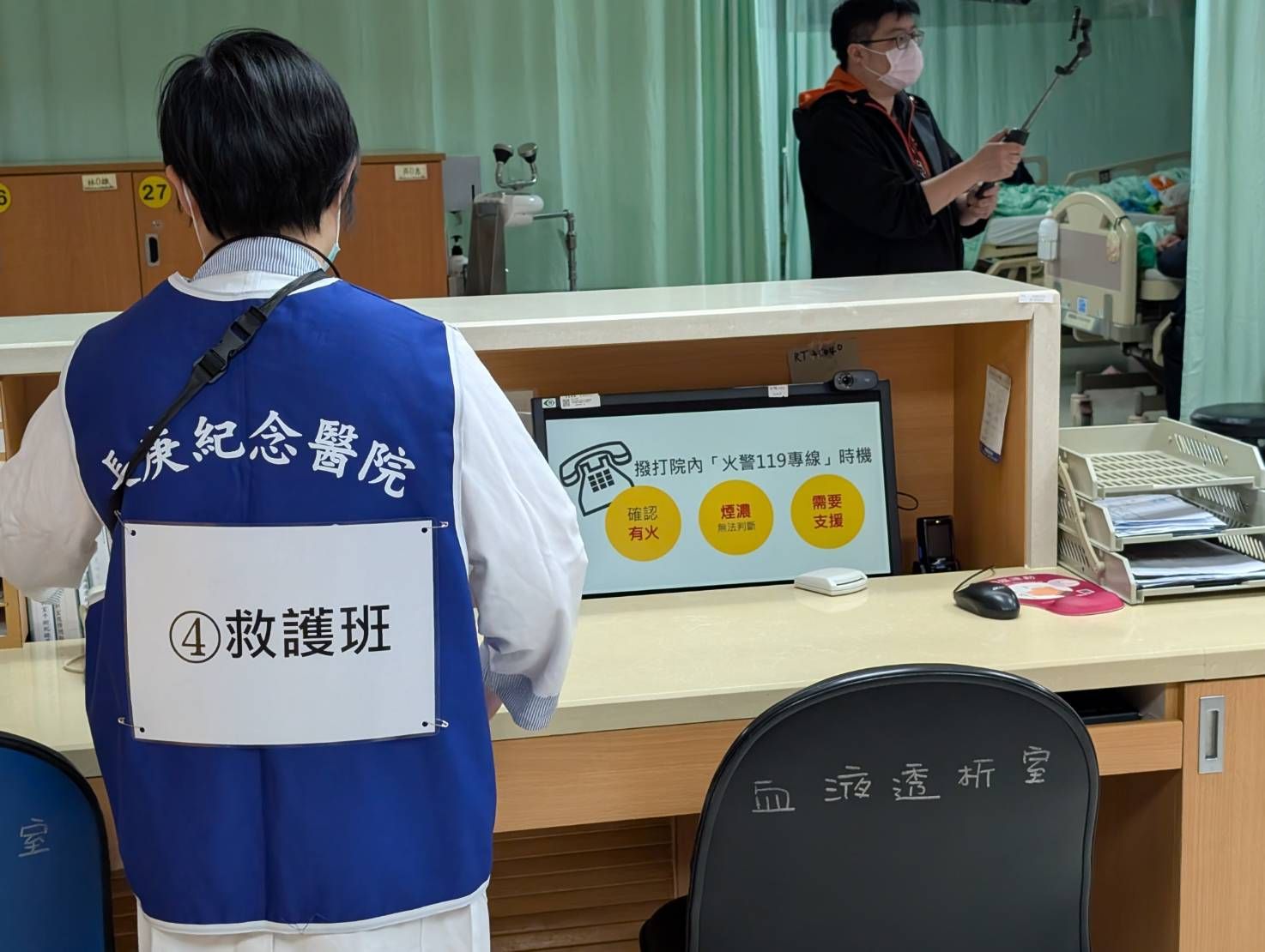 ▲基隆醫院火災自救疏散示範演練。（圖／記者郭世賢翻攝）