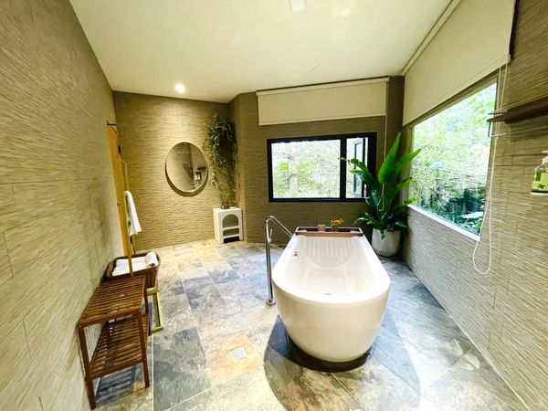 ▲▼最新南投埔里民宿「葉子祕境 YATS 森林系Villa」佔地1.2萬坪森林系Villa，門口就可以看到鴨鴨的溪流房、最新戲水池。（圖／部落客小腹婆大世界授權提供）