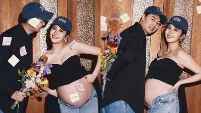 YTR徐海莉孕婦寫真「只用黑布遮胸」 曬照放閃經紀人尪