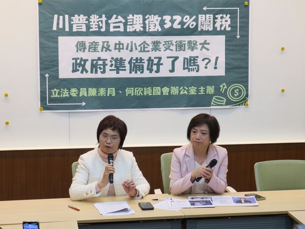 ▲▼民進黨立委陳素月、何欣純召開記者會，公開建議賴清德應該請蔡英文、蕭美琴擔任特使團長赴美談判。（圖／陳素月辦公室提供）